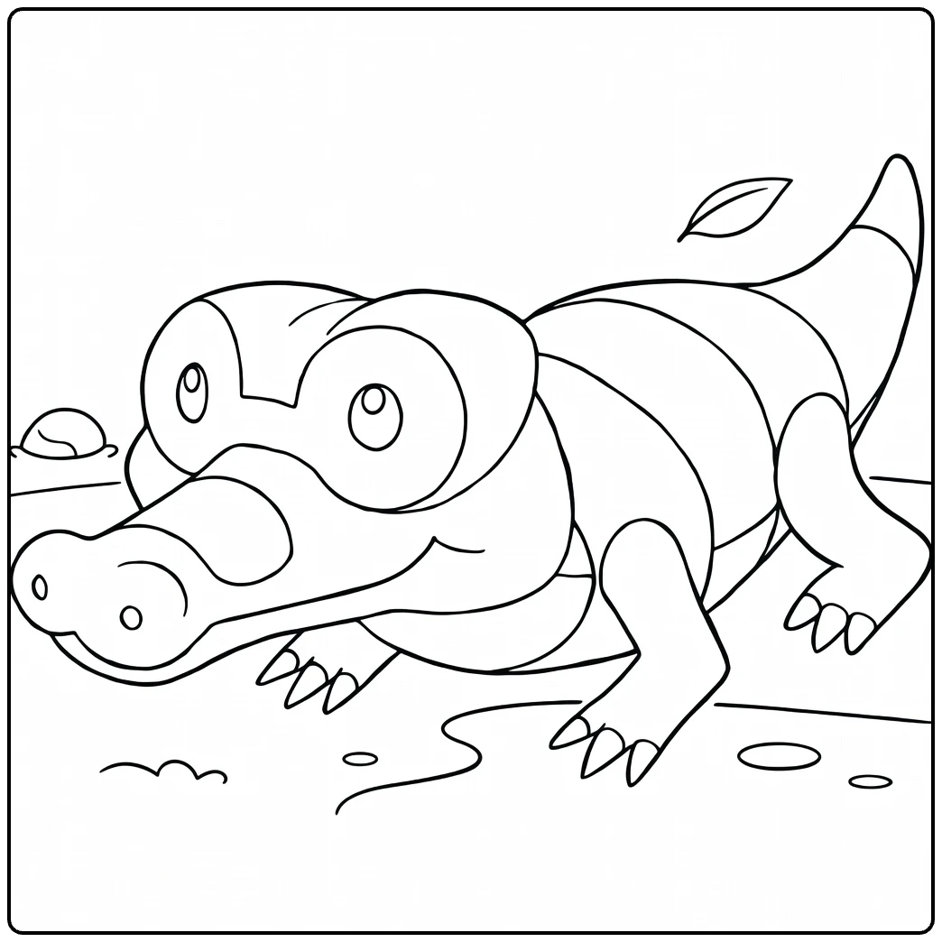 Sandile Kleurplaat Pokémon krokodil te kleuren