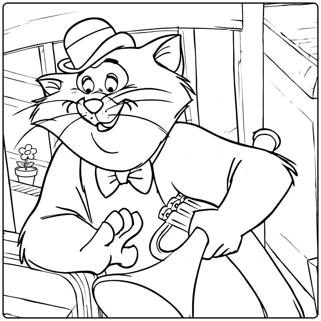 Scat Cat Kleurplaat met kat met hoed en strik