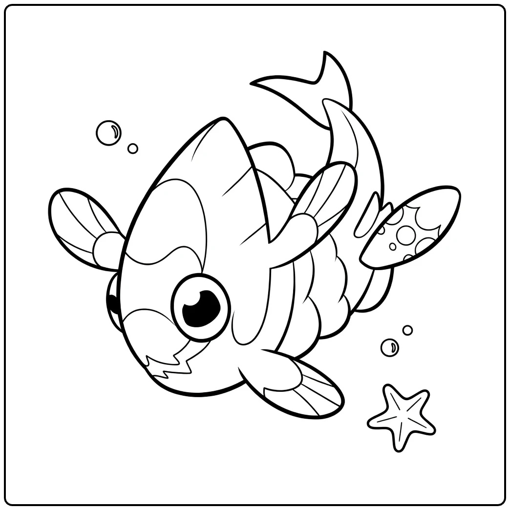 Arctovish kleurplaat met bubbels en zeester
