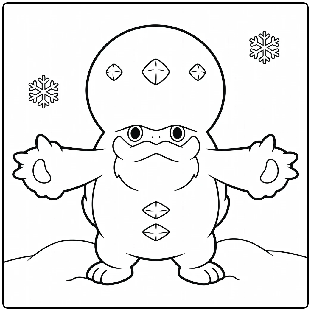Galarian Darmanitan Standard Mode kleurplaat met sneeuw