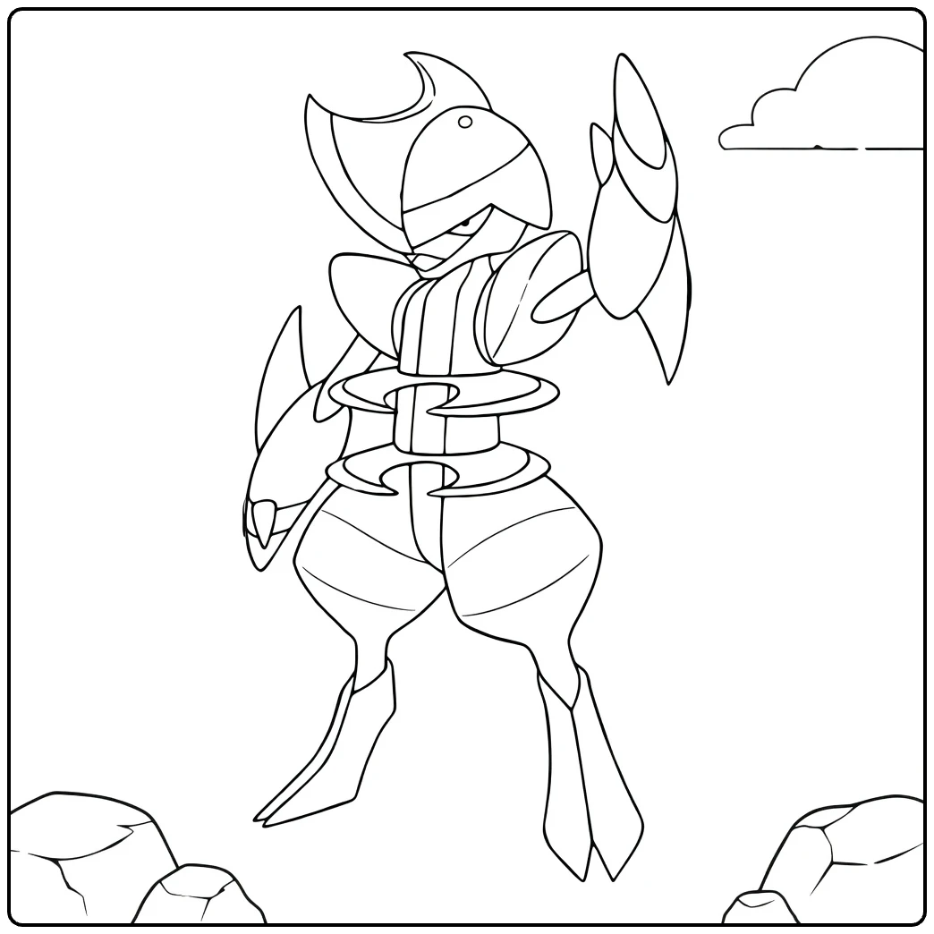 Scizor Pokémon kleurplaat, stoere klauwenheld