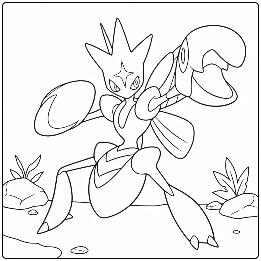 Scizor kleurplaat Pokémon met klauwen en spikes