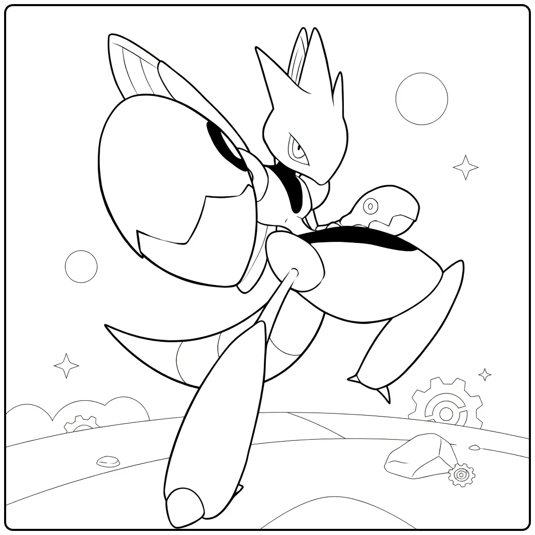 Scizor kleurplaat: stoere Pokémon met klauwen en vleugels