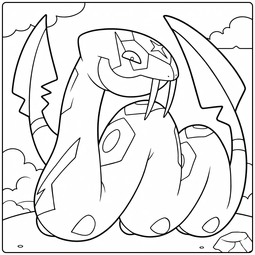 Seviper Kleurplaat - Giftige viper Pokémon om in te kleuren