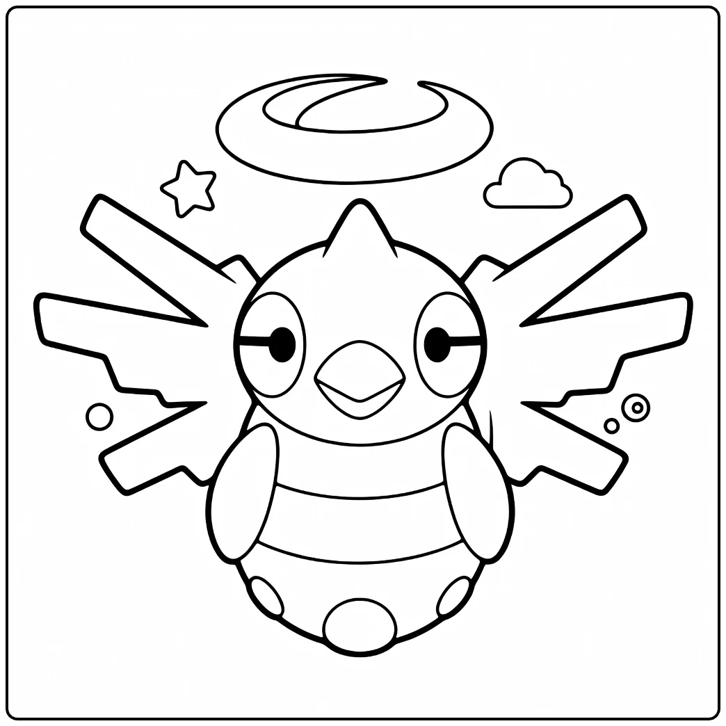 Shedinja Kleurplaat met halo, ster en wolk - Pokémon