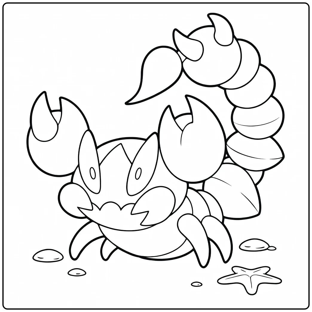 Skorupi Kleurplaat: Pokémon schorpioen met klauwen