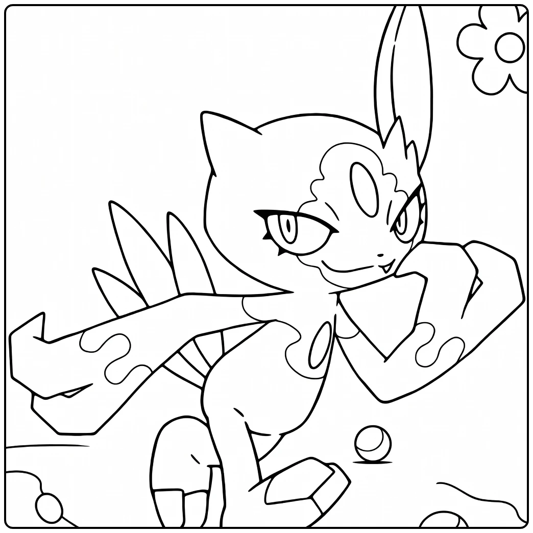 Sneasel Kleurplaat Pokémon in actie met Poké Ball