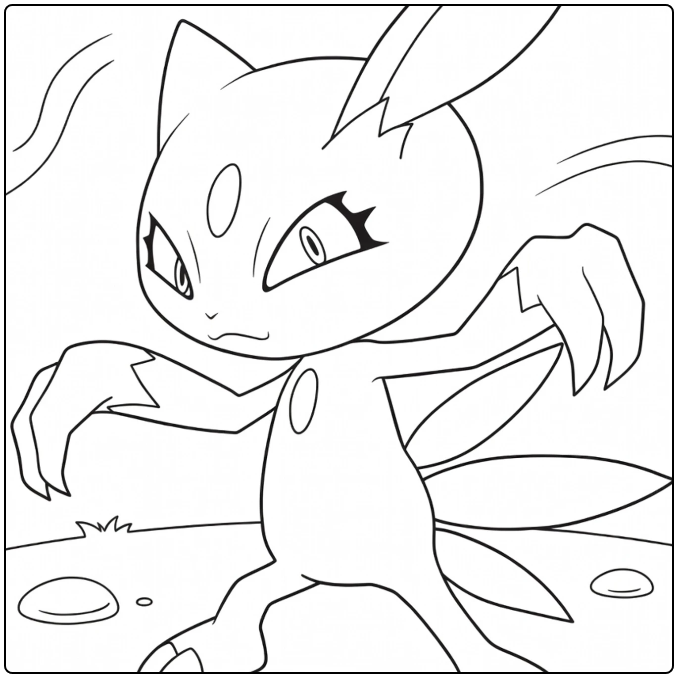 Sneasel Kleurplaat - boze Pokémon met klauwen uit