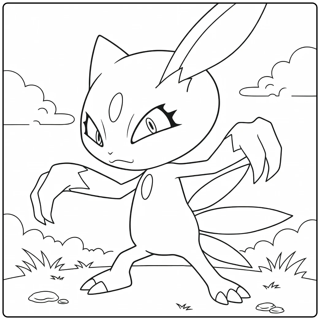 Sneasel kleurplaat: stoere Pokémon met klauwen en veren