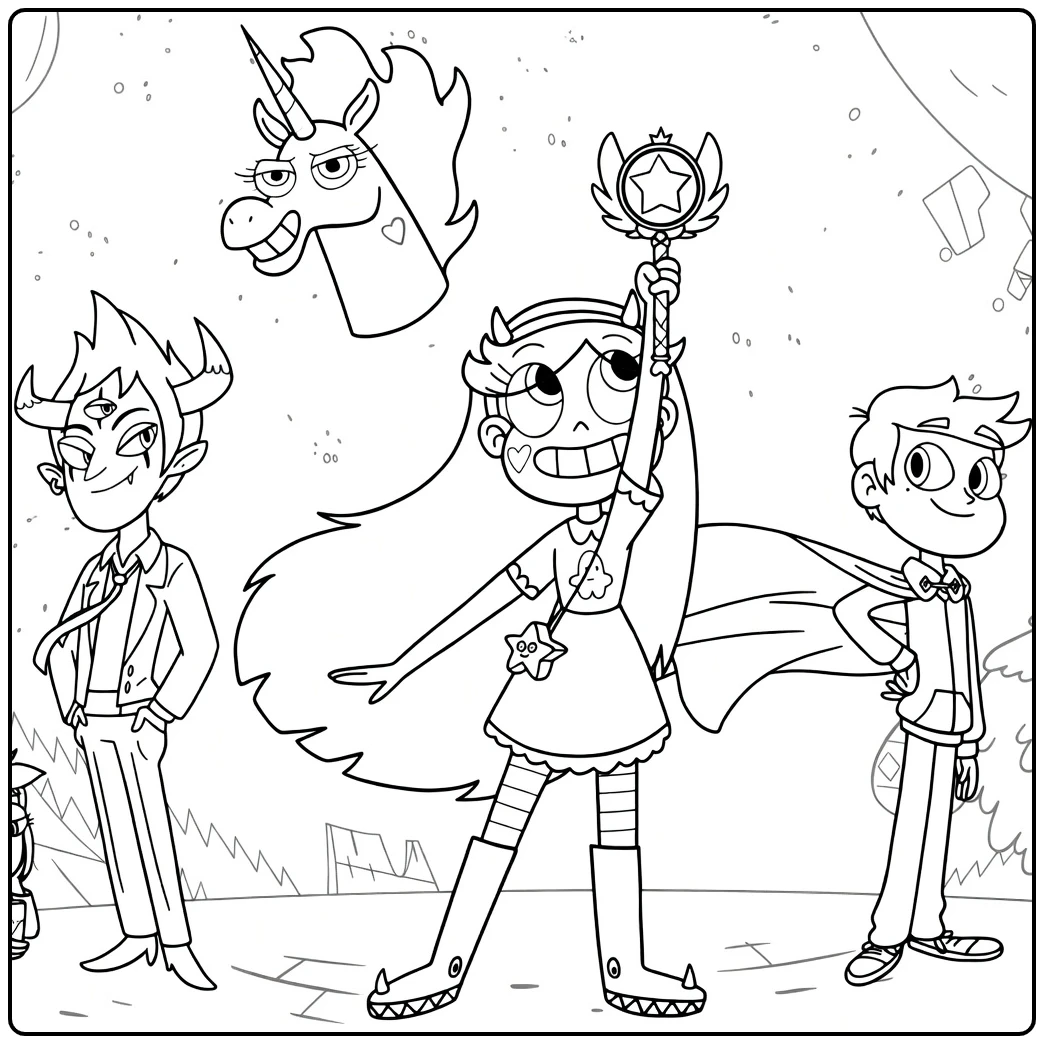 Star vs. the Forces of Evil Kleurplaat met Star en Marco