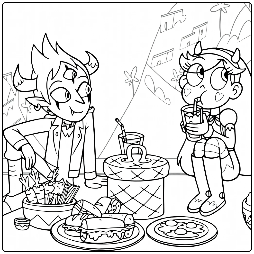 Star vs. the Forces of Evil Kleurplaat met Star en Tom