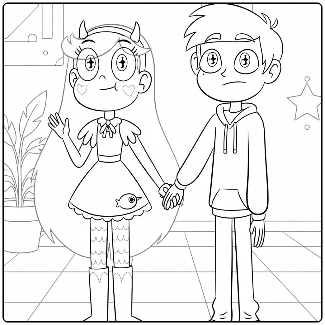Star vs. the Forces of Evil Kleurplaat met Star en Marco