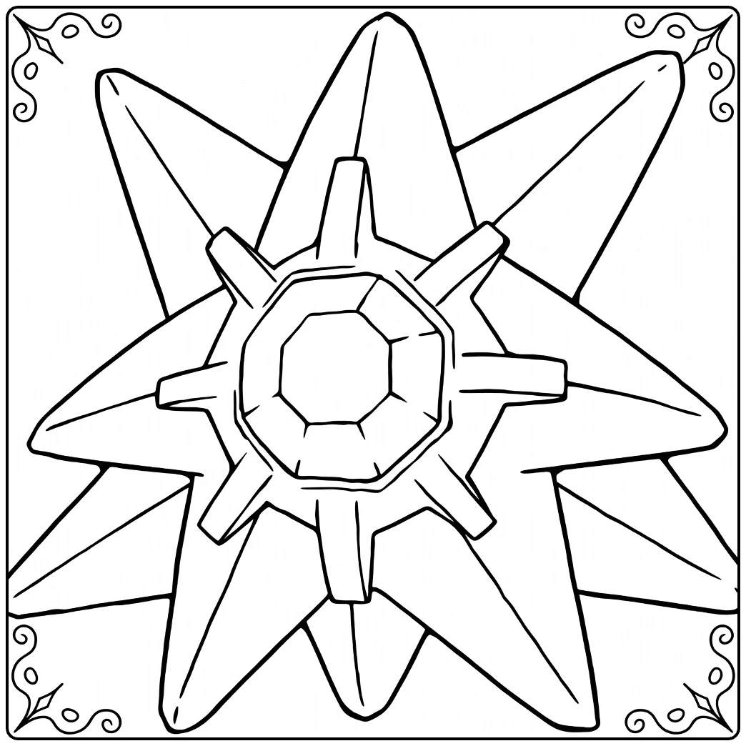 Starmie Kleurplaat: ster-Pokémon met edelsteen kern