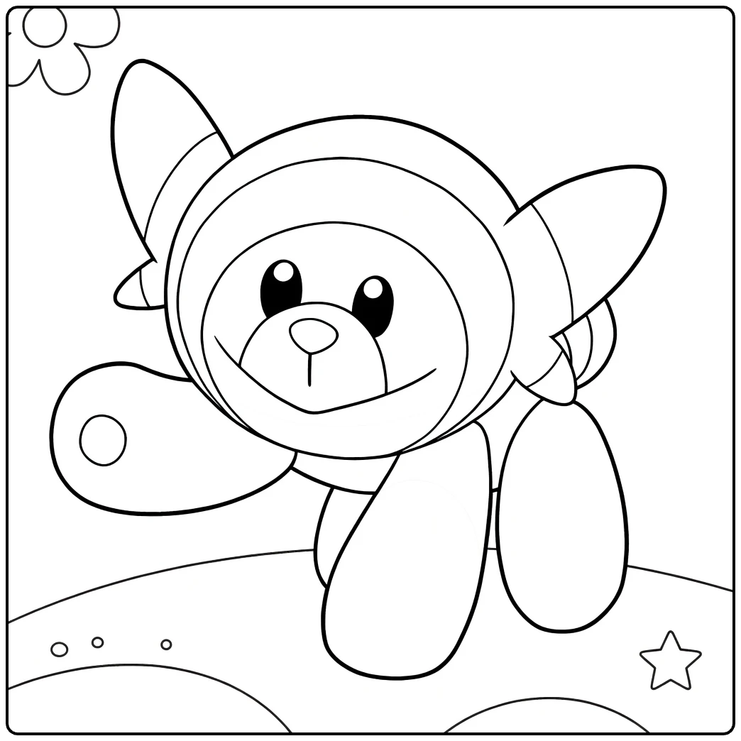 Stufful Kleurplaat: schattige Pokémon met vleugels en bloemen