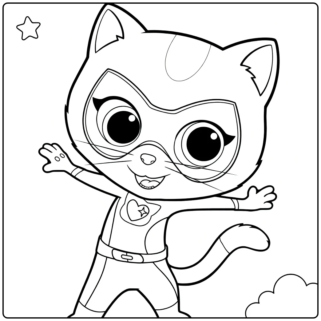 SuperKitties Kleurplaat van heldhaftige superkat