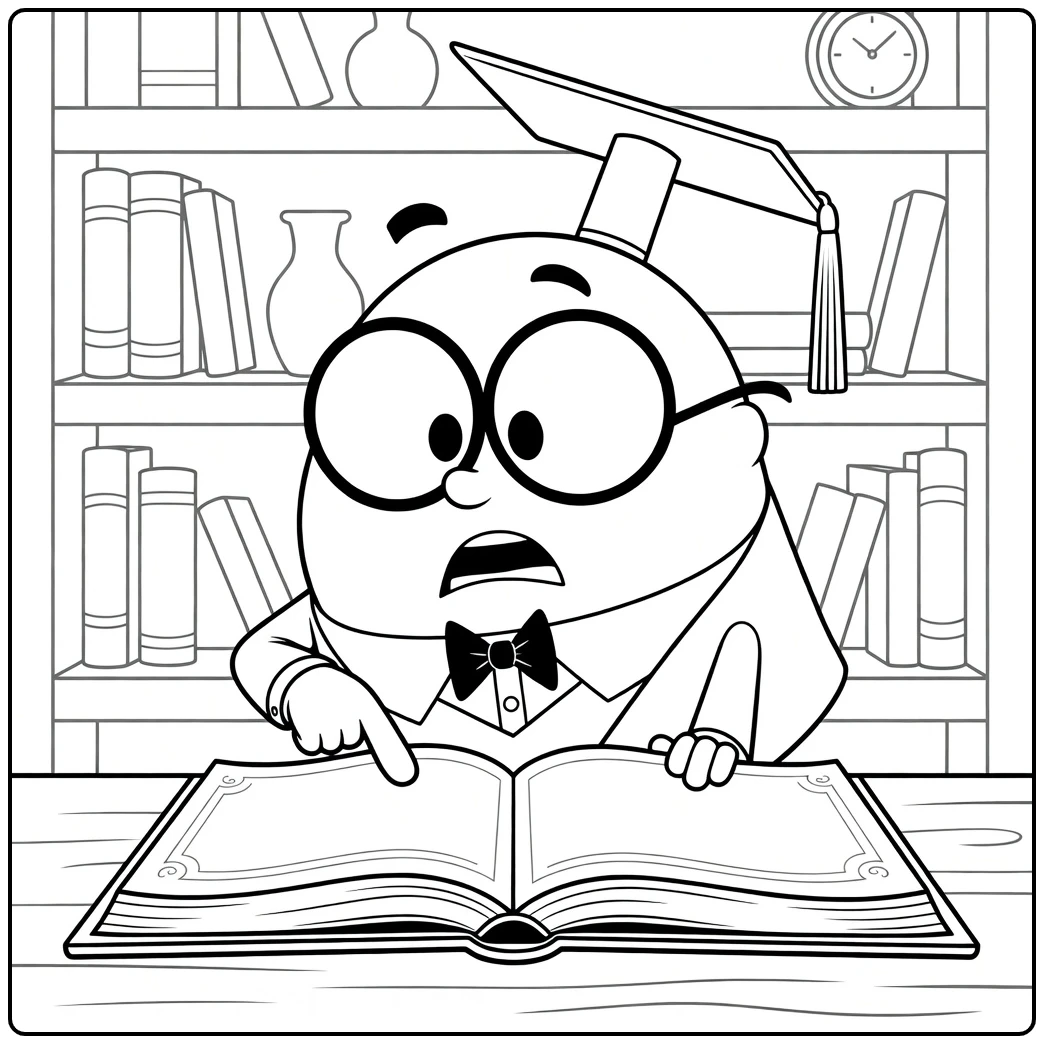 Taffyta Muttonfudge Kleurplaat slimme cartoon met boek