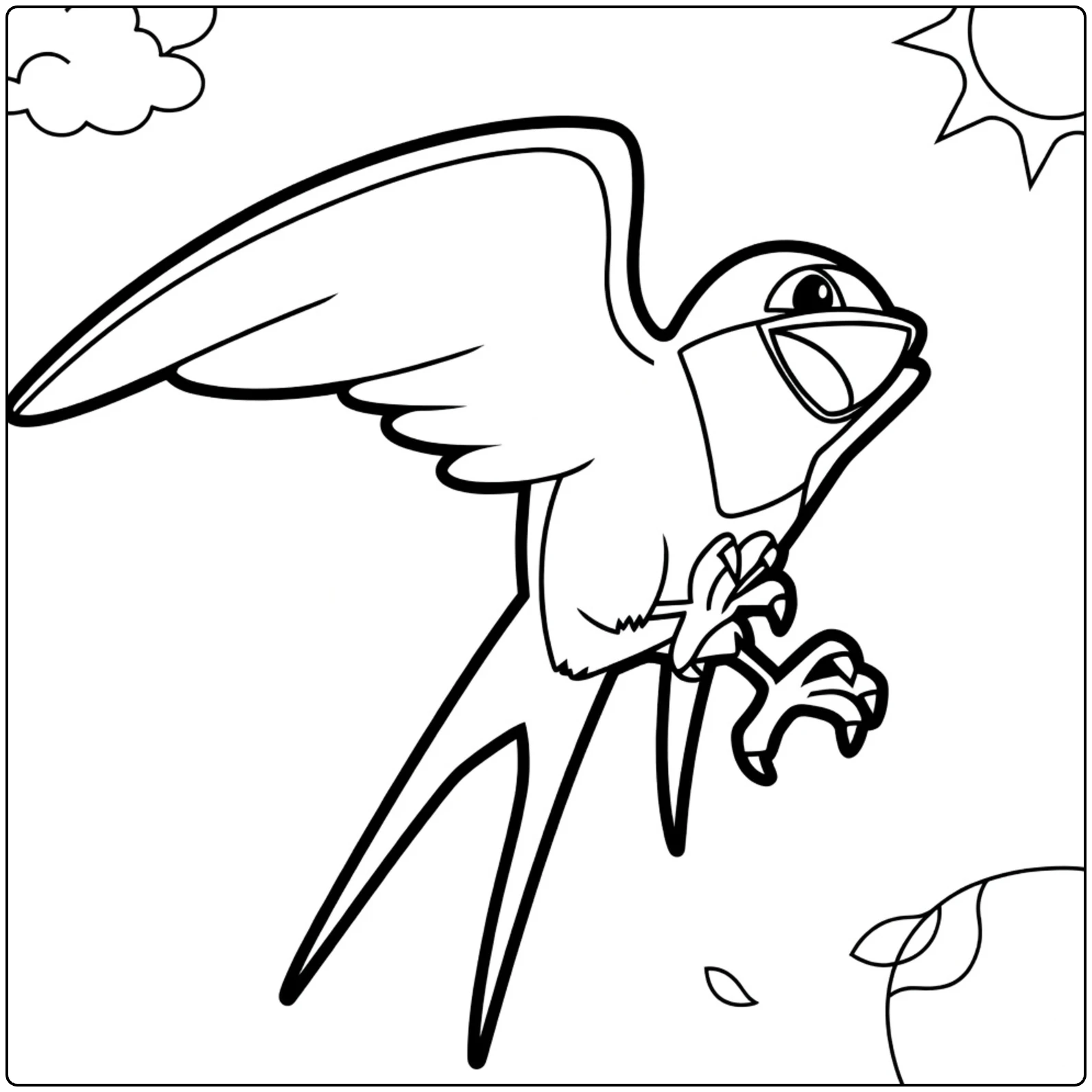 Taillow kleurplaat van vliegende vrolijke Pokémon vogel