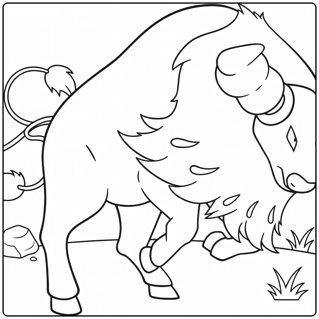 Tauros Aqua Breed Kleurplaat Pokémon in te kleuren