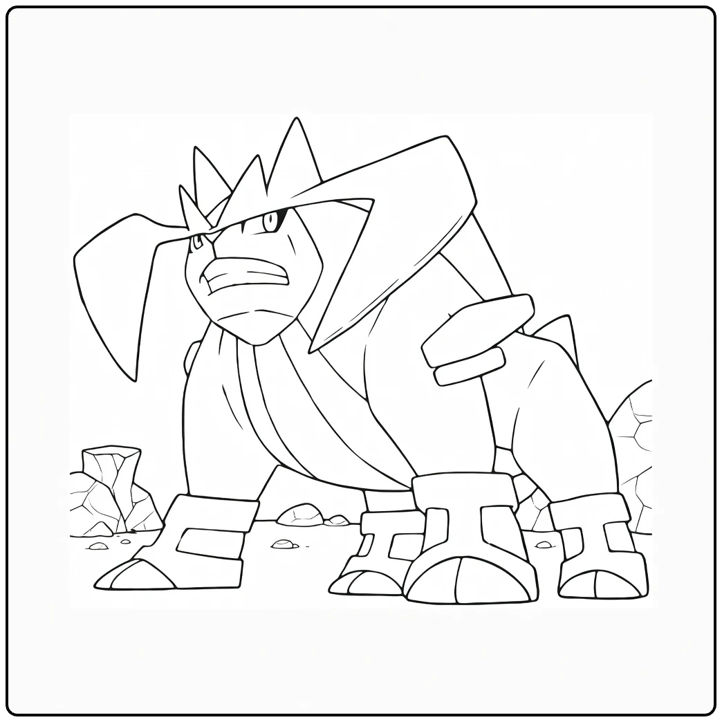 Terrakion kleurplaat: stoere Pokémon met kristallen
