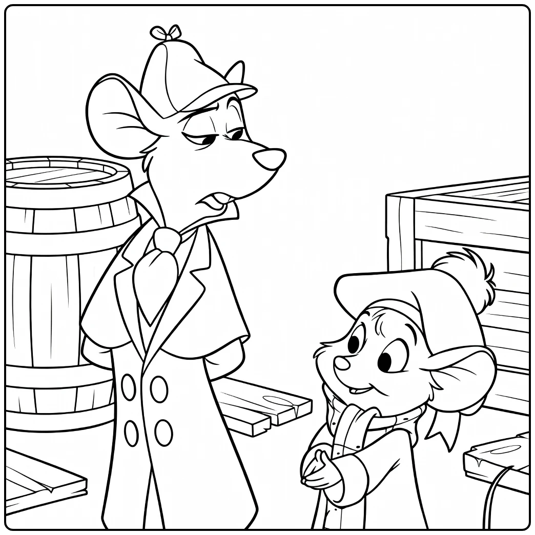 The Great Mouse Detective Kleurplaat met twee muizen