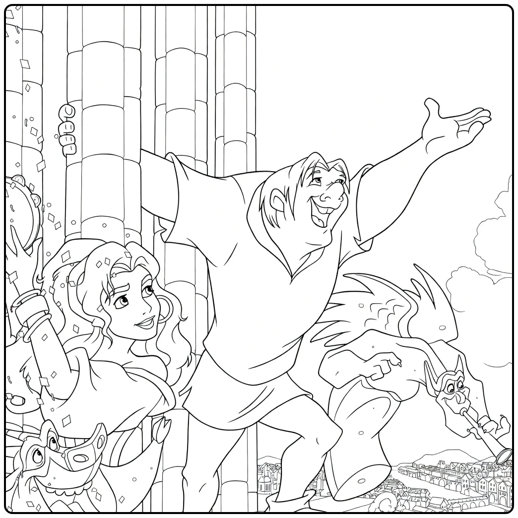 The Hunchback of Notre Dame Kleurplaat Quasimodo Esmeralda