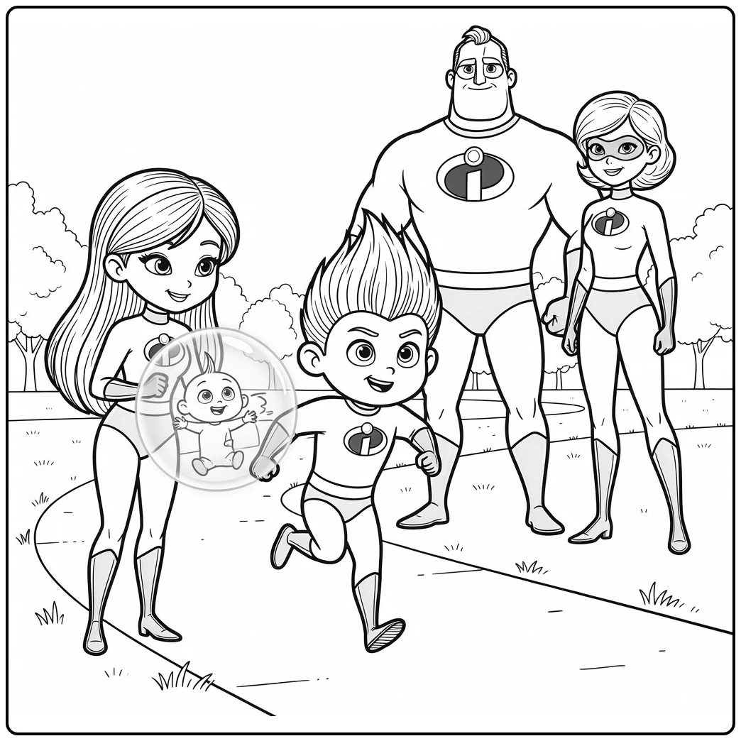 the incredibles kleurplaat met Dash rennend in het park