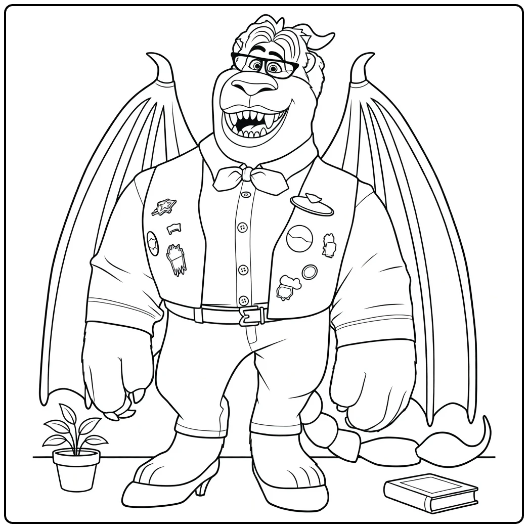 The Manticore Kleurplaat van een grappig monster met vleugels