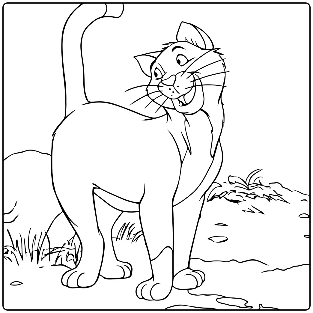 Thomas O'Malley Kleurplaat van kat in de natuur