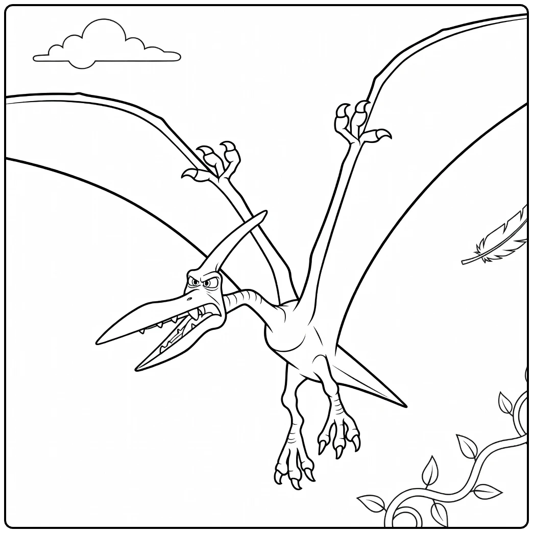 Thunderclap Kleurplaat boze pterosaurus met gespreide vleugels