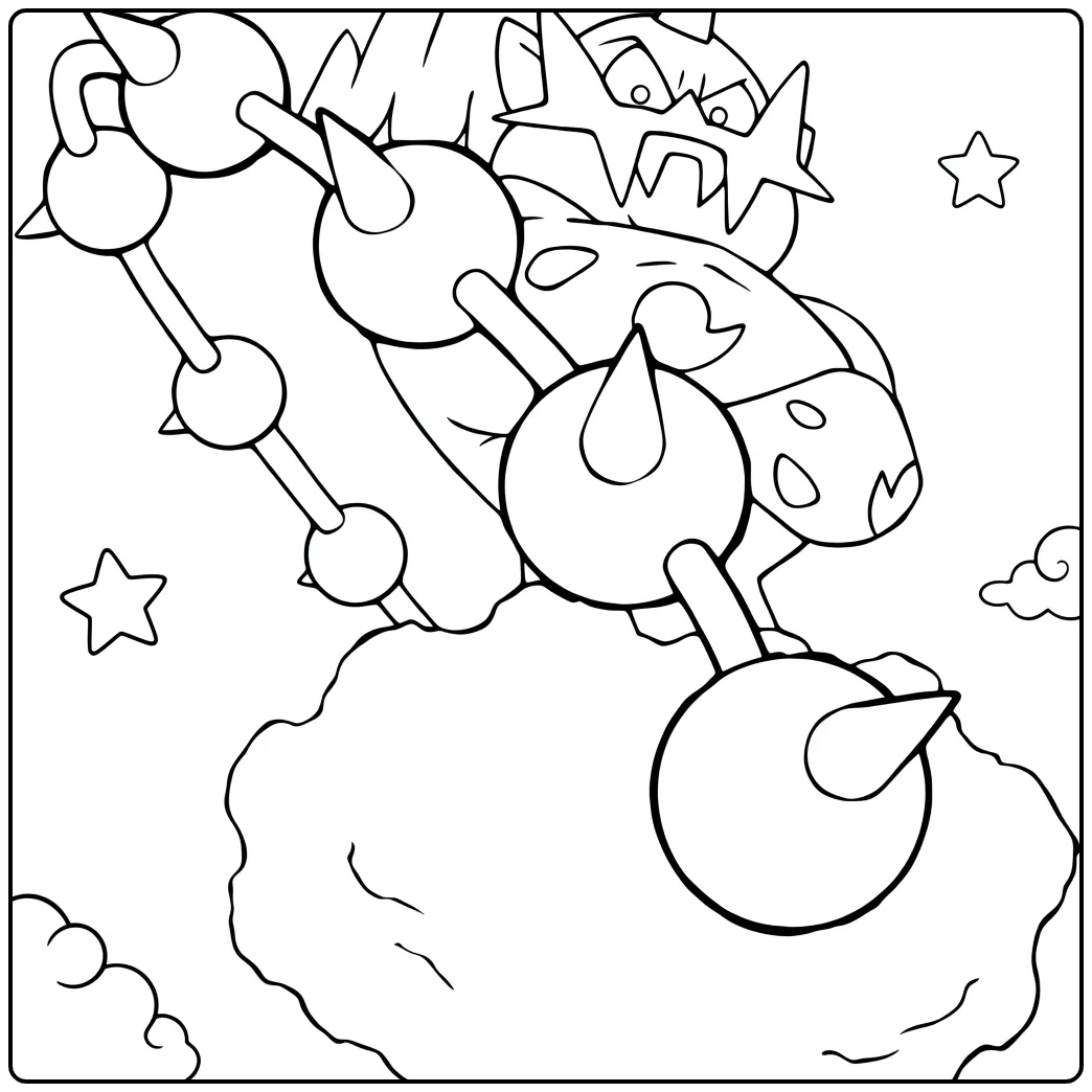 Thundurus Incarnate Forme Kleurplaat met wolken en sterren