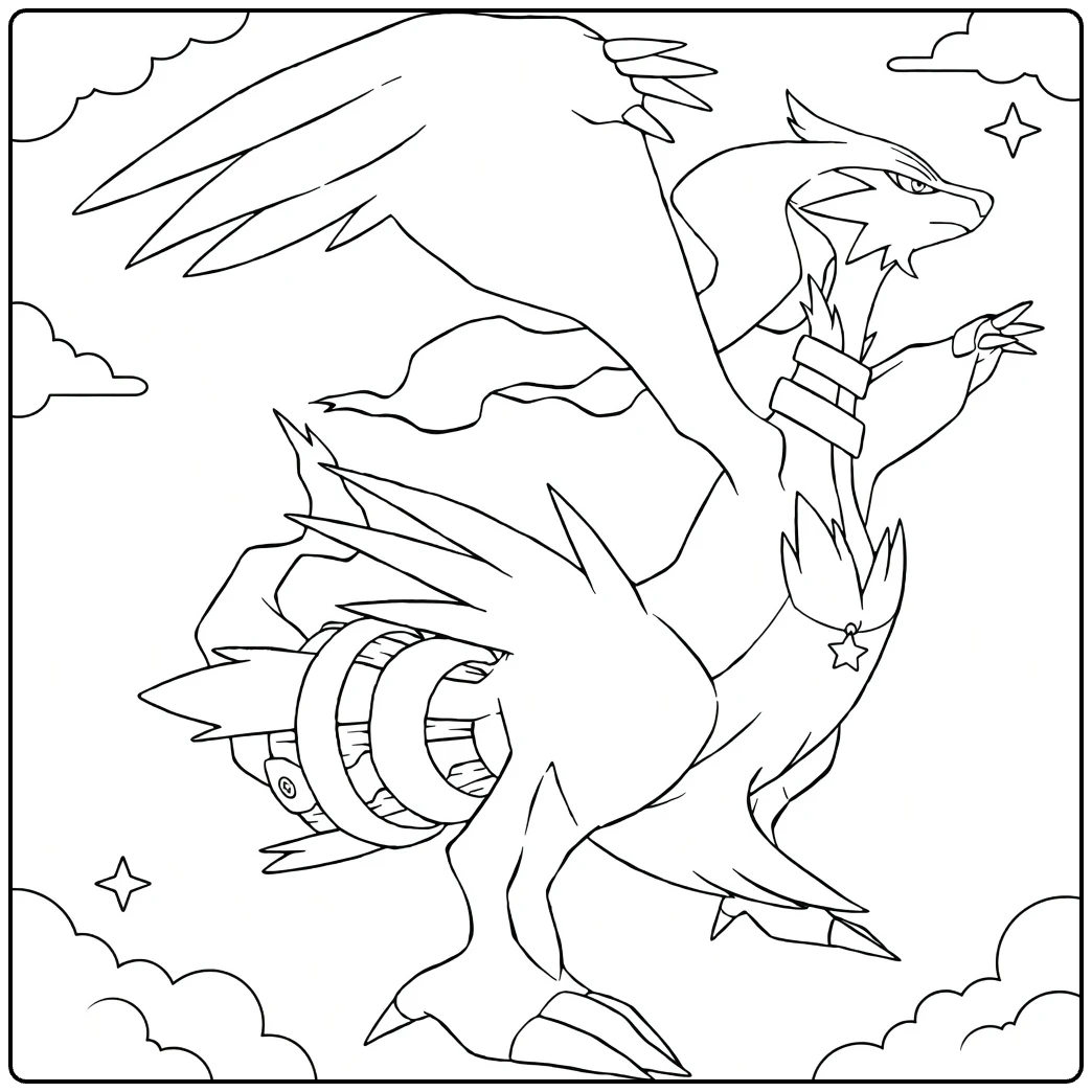 Thundurus Kleurplaat Therian Forme met wolken