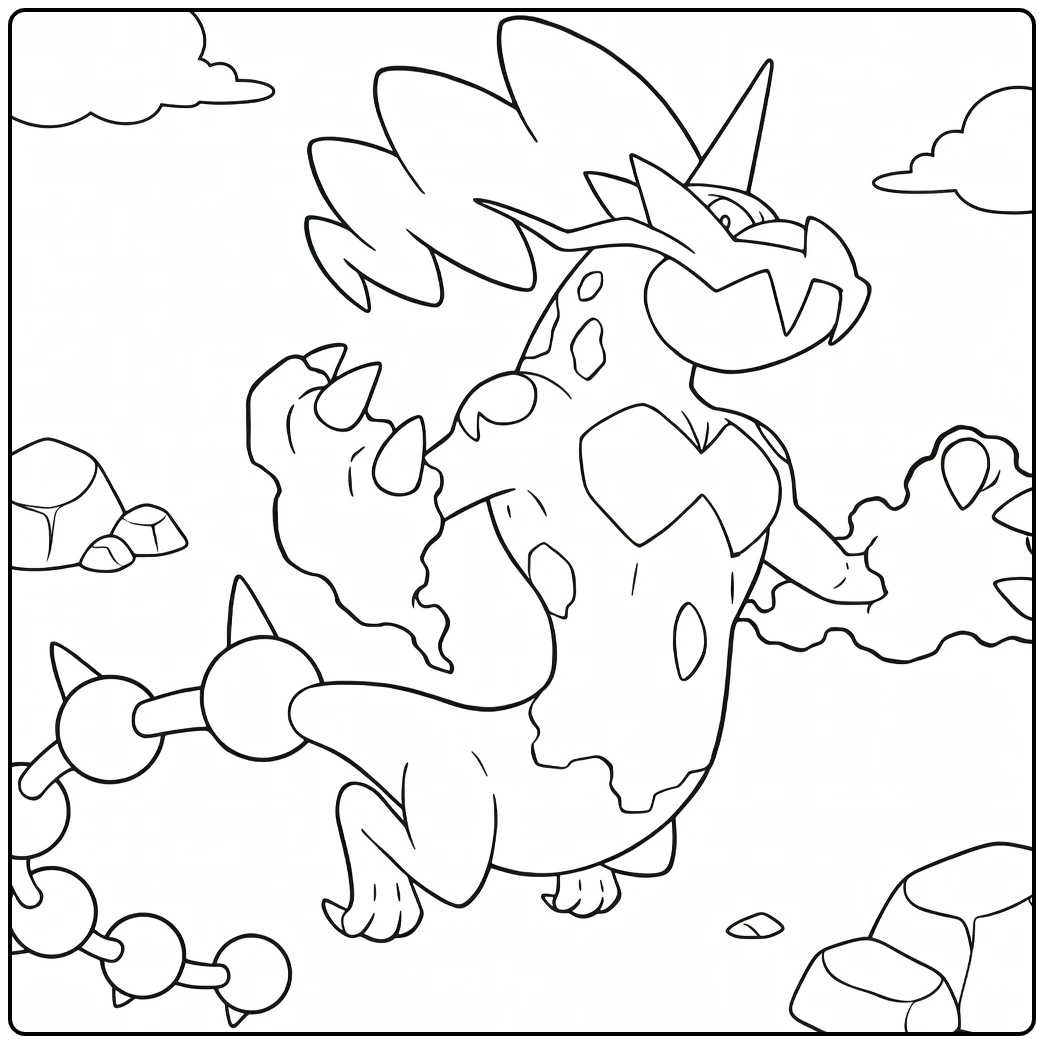 Thundurus Therian Forme Kleurplaat met wolken