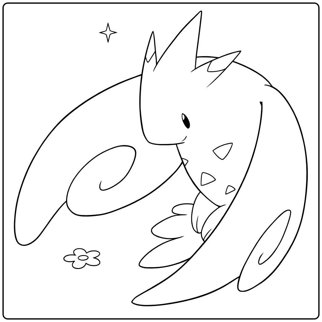 Togekiss Kleurplaat: schattige Pokémon met ster en bloem