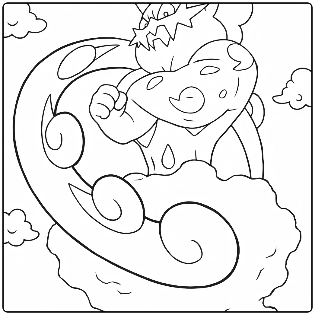 Tornadus Incarnate Forme Kleurplaat met wolken