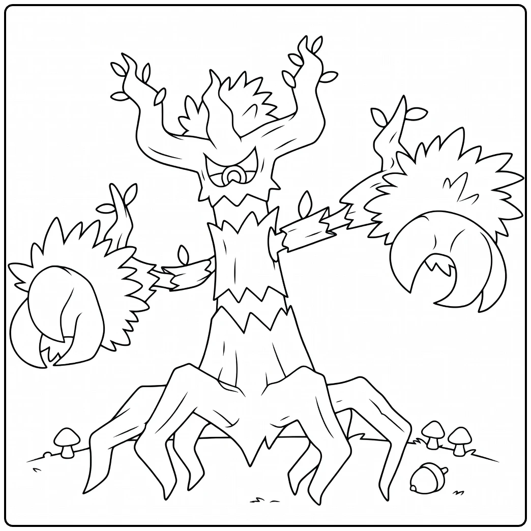 Trevenant Kleurplaat: griezelige spookboom Pokémon