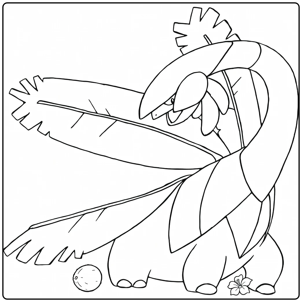 Tropius Kleurplaat: tropische Pokémon met bananenbladeren
