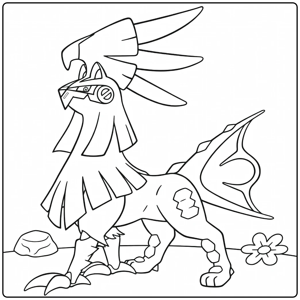Type: Null kleurplaat Pokémon met helm en manen om te kleuren