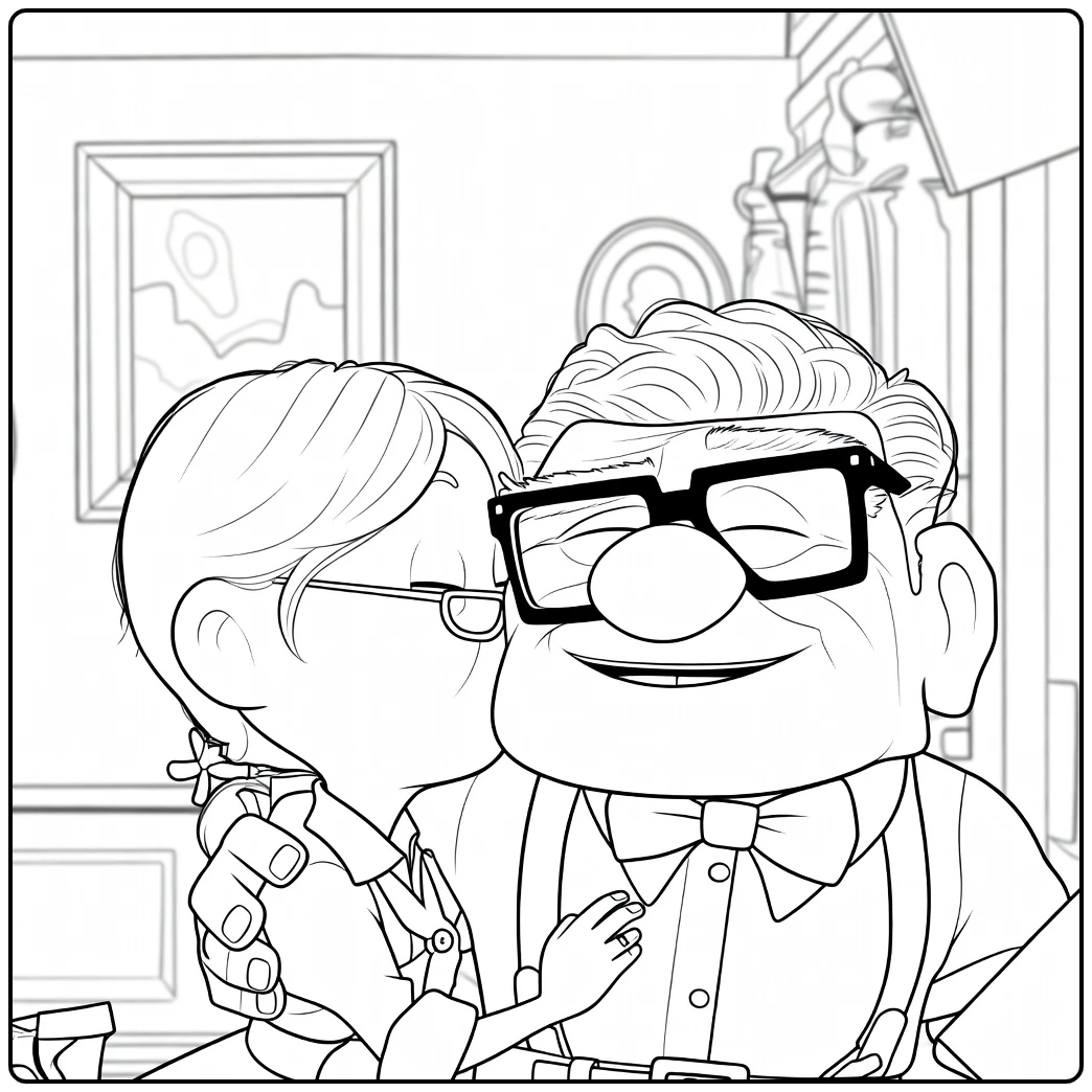 Up Kleurplaat van Carl en Ellie uit Disney Up