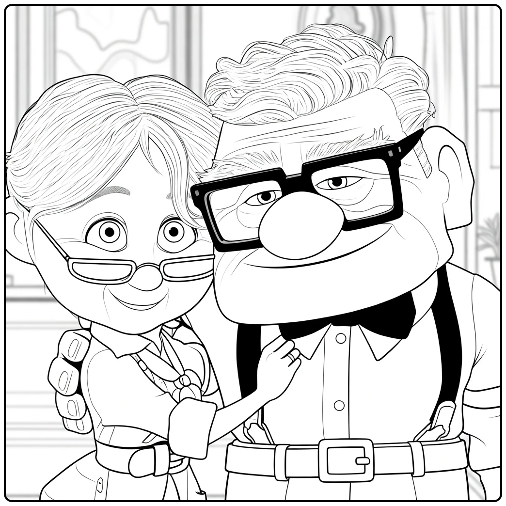 Up Kleurplaat Carl en Ellie uit de animatiefilm