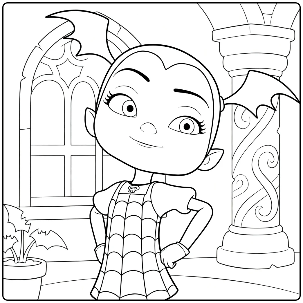 Vampirina Kleurplaat met vleugels en spinnenweb jurk