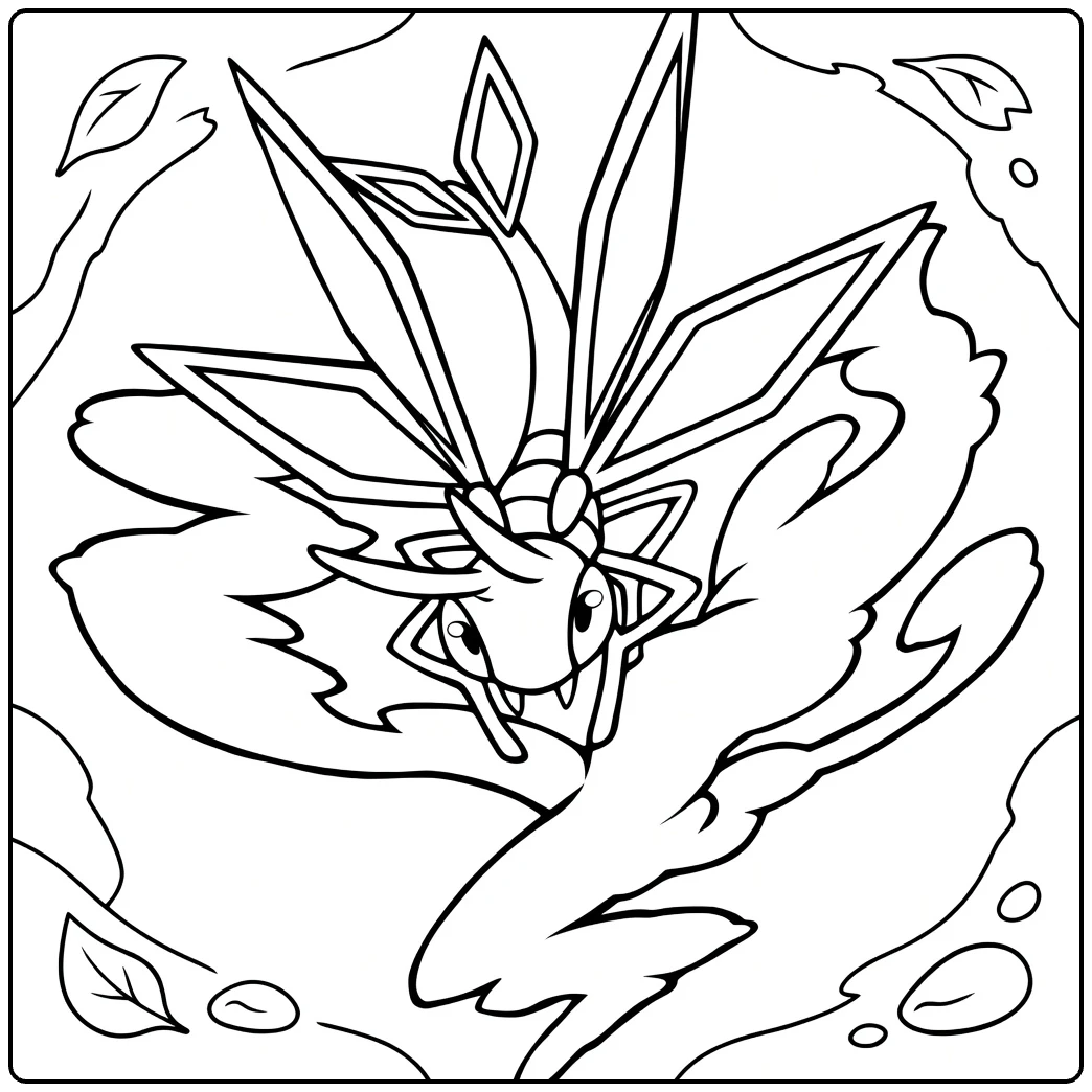 Vibrava Kleurplaat Pokémon - lijntekening te inkleuren