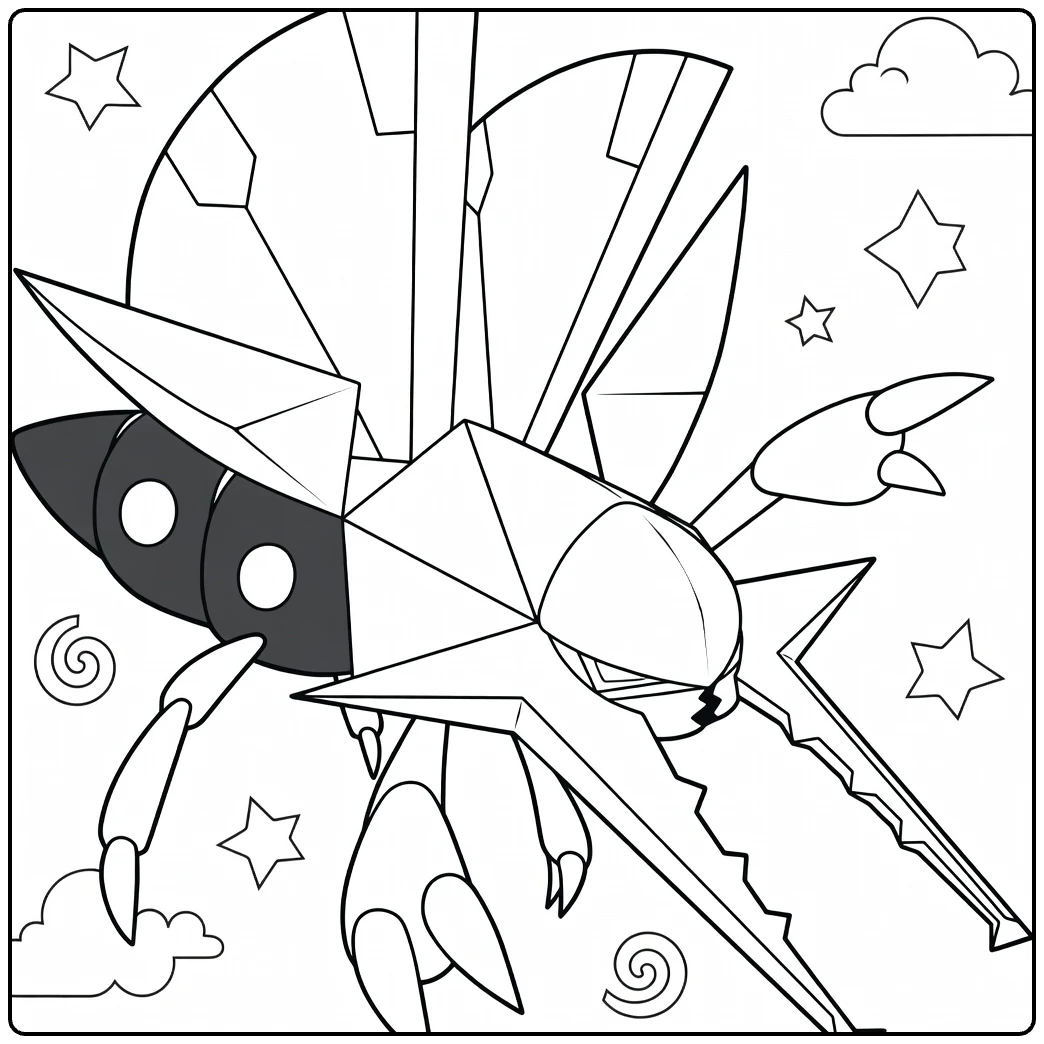 Vikavolt kleurplaat Pokémon insect met vleugels
