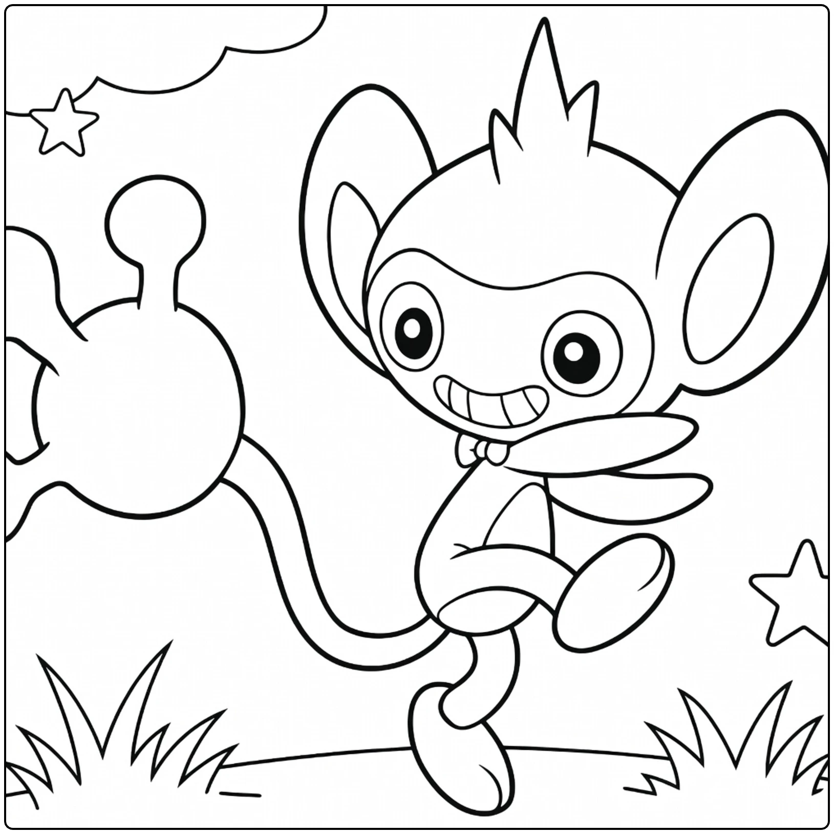Igglybuff kleurplaat: schattige dansende Pokémon met strik