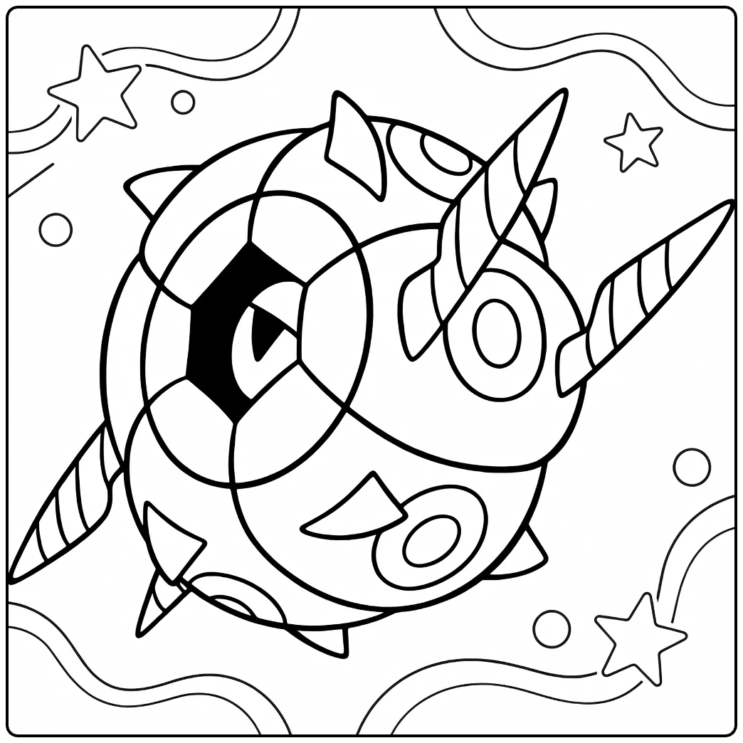 Whirlipede kleurplaat: stekelige bol Pokémon te kleuren