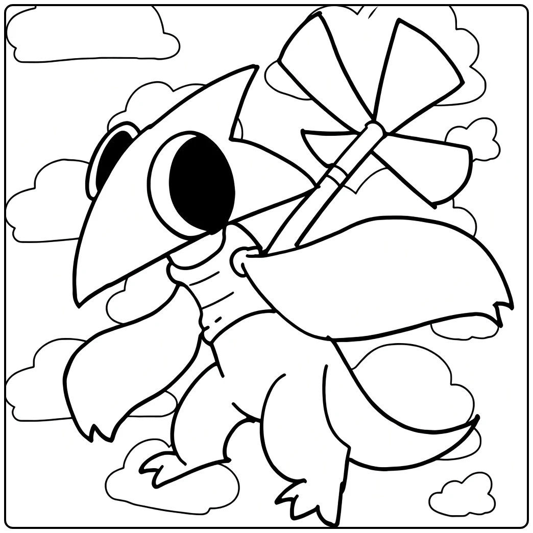 Yellow Rainbow Friends Kleurplaat schattig cartoon dier