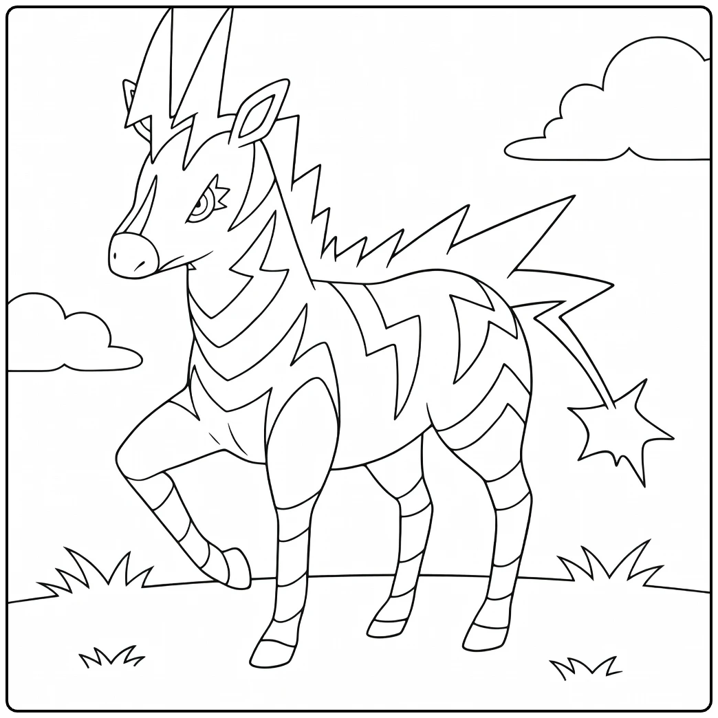 Zebstrika Kleurplaat Pokémon elektrische zebra