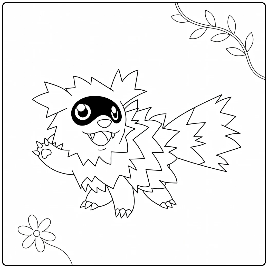 Zigzagoon kleurplaat: schattige zwaaiende Pokémon