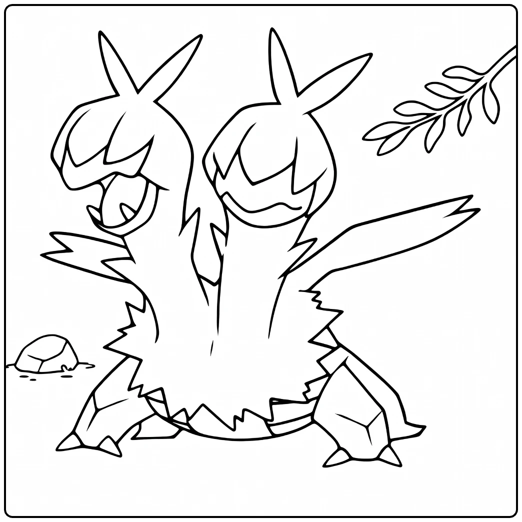 Zweilous Kleurplaat brullende tweehoofdige Pokémon