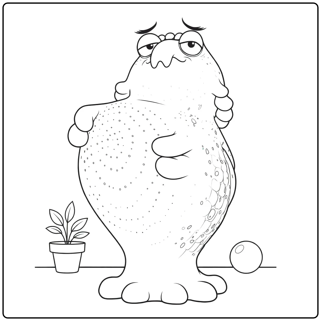 Ambassador Helix Kleurplaat van dik cartoon monster