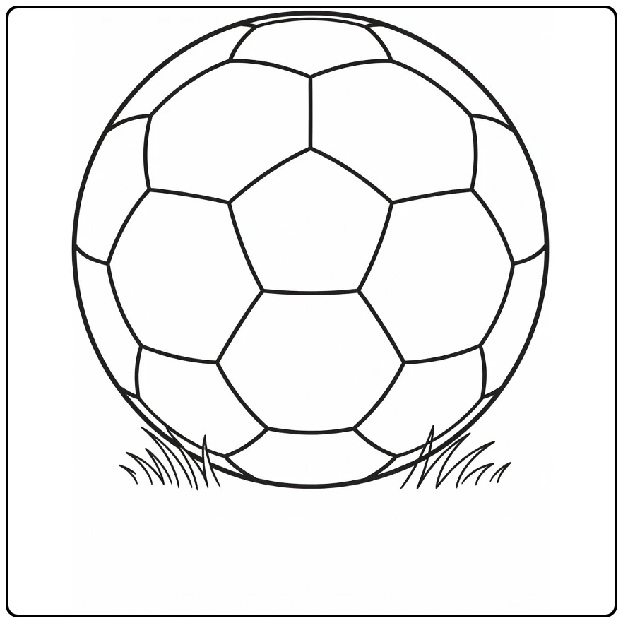 bal voetbal kleurplaat met grote bal en gras eronder